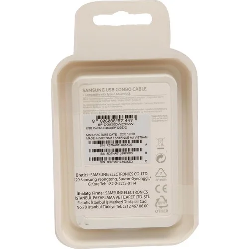 Samsung Kombo Kablo UsbA to Micro ve Type-C DG930DW (Samsung Türkiye Garantili)