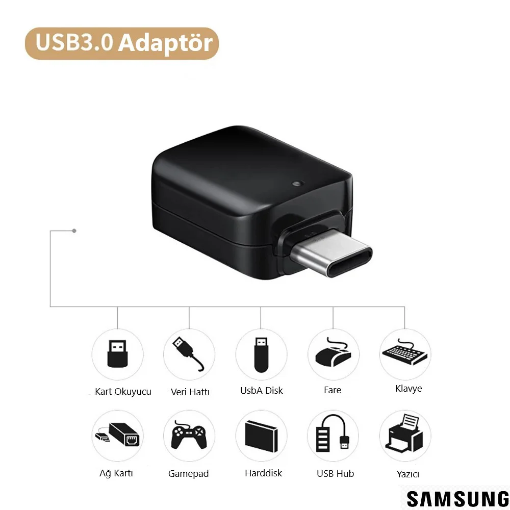 Samsung Type-C to UsbA 3.0 OTG Dönüştürücü İthalatçı Garantili