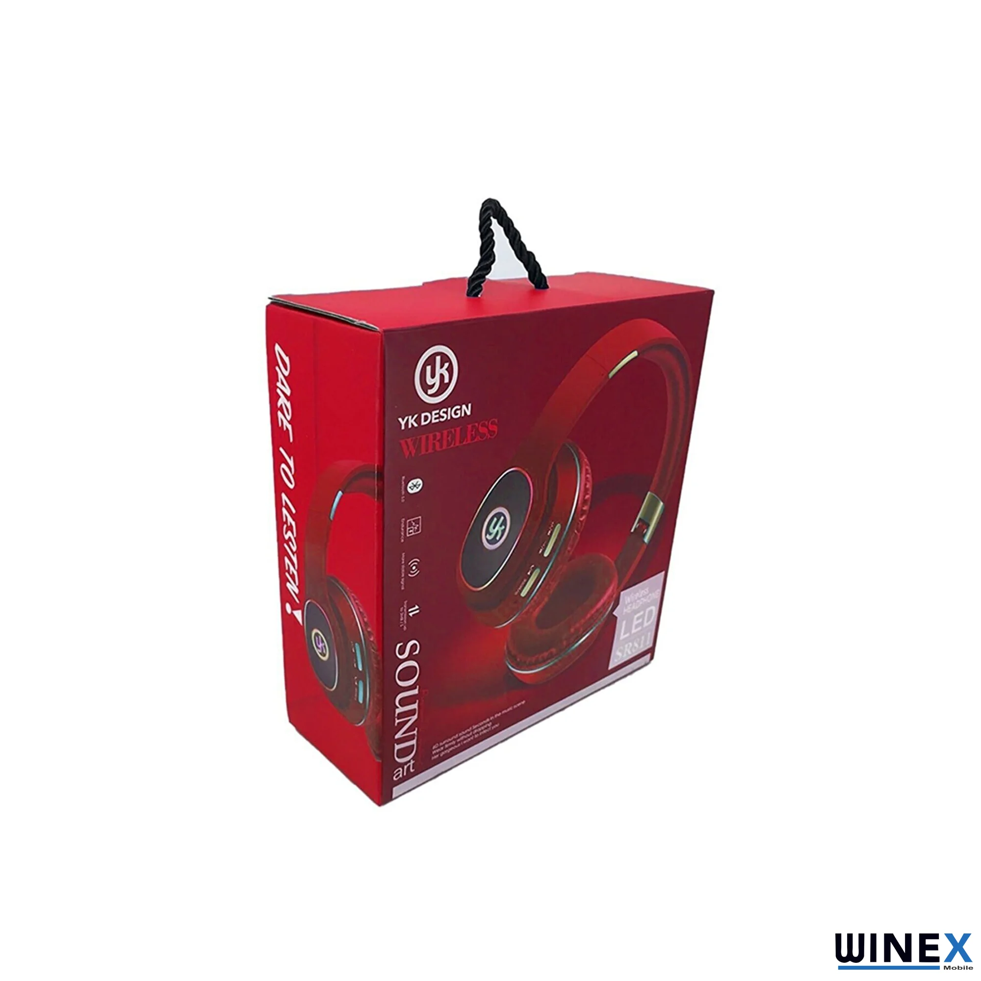 Winex YK Led Kulak Üstü Mikrfonlu Bluetooth 5.0 Kablosuz Kulaklık Kırmızı