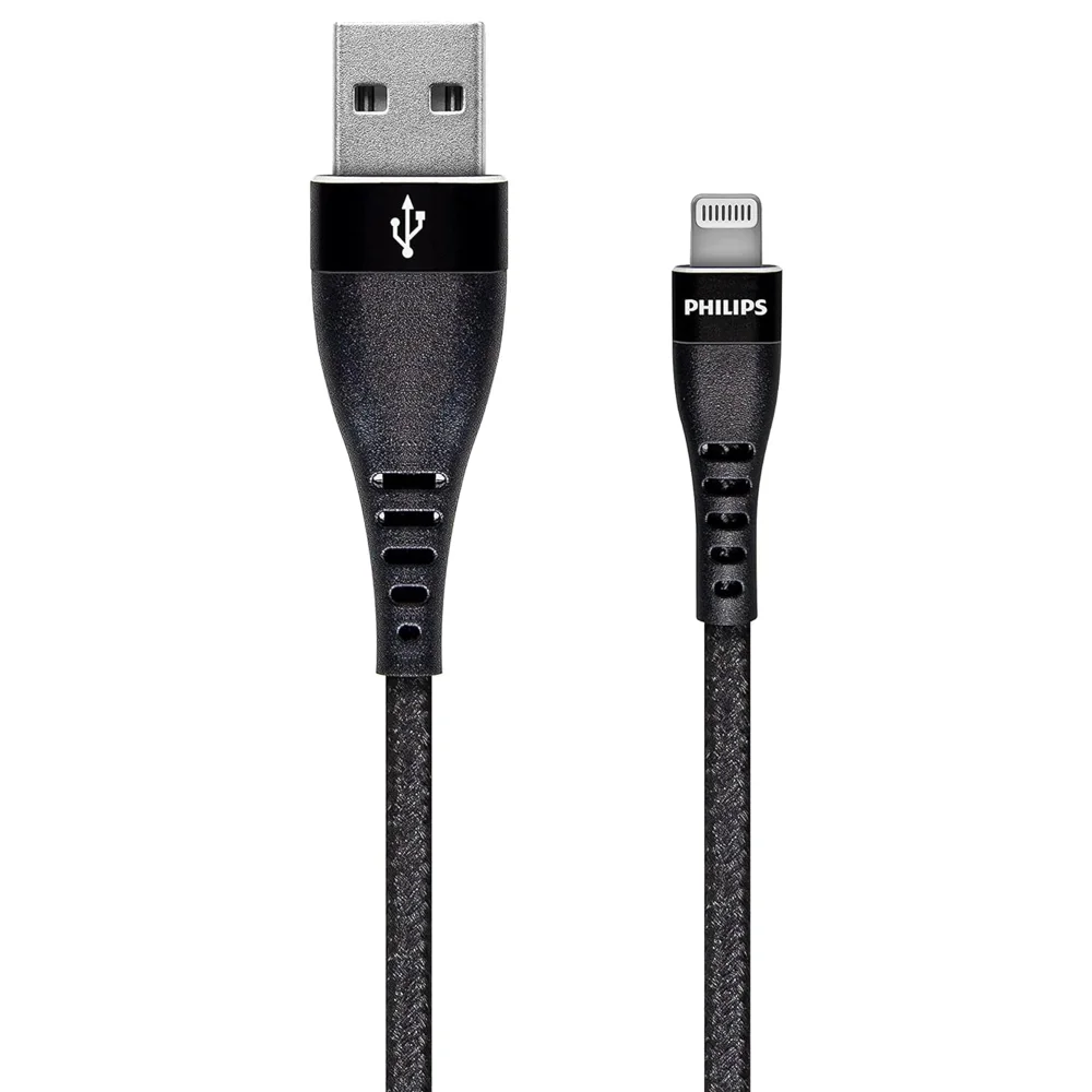 Philips Apple MFI Lisanslı İphone 11 Pro Max UsbA to Lightning 1.2Metre Hızlı Data ve Şarj Kablosu Siyah