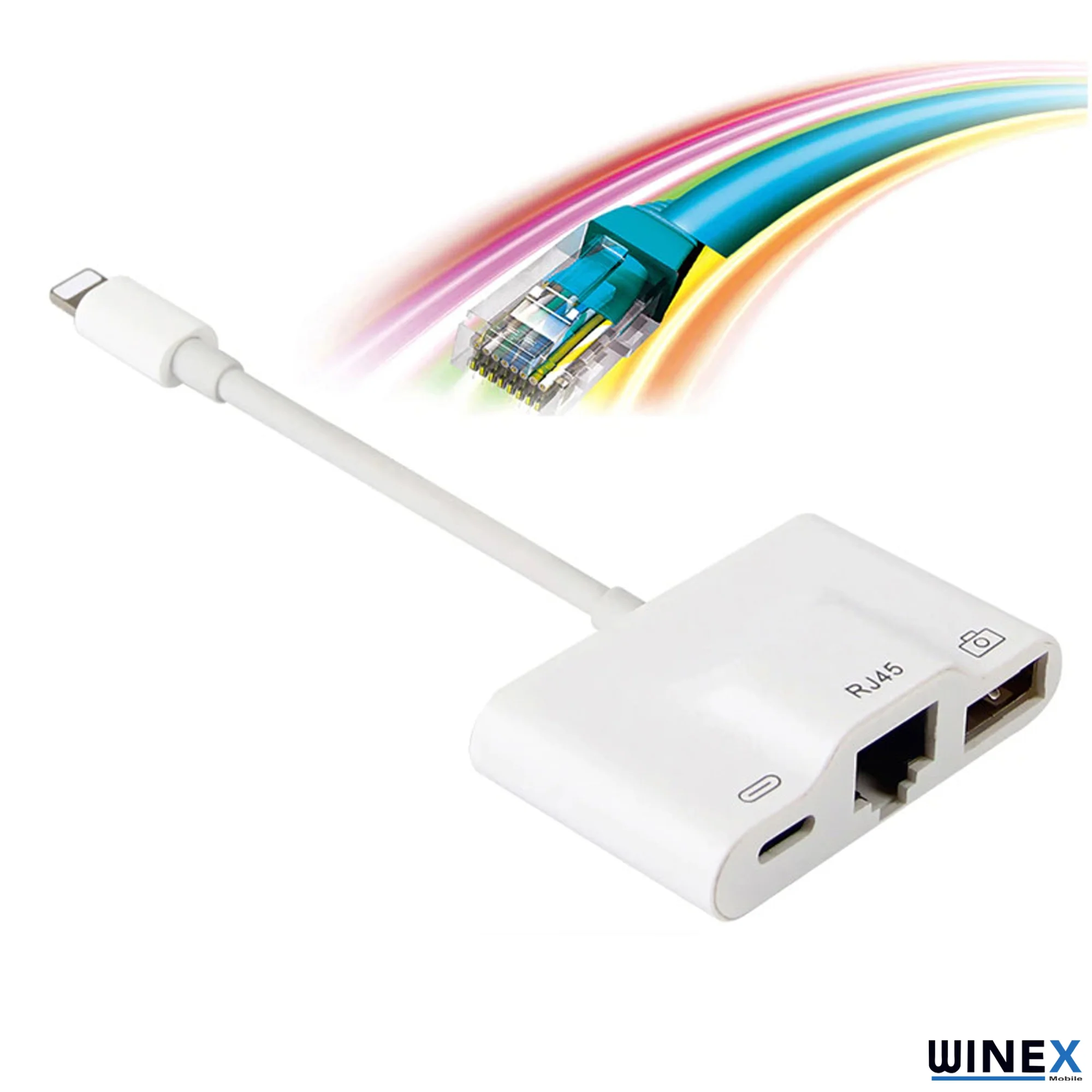 SChitec 3in1 Lightning to RJ45 + UsbA + Lightning Şarj Girişli Dönüştürücü Adaptör NK107