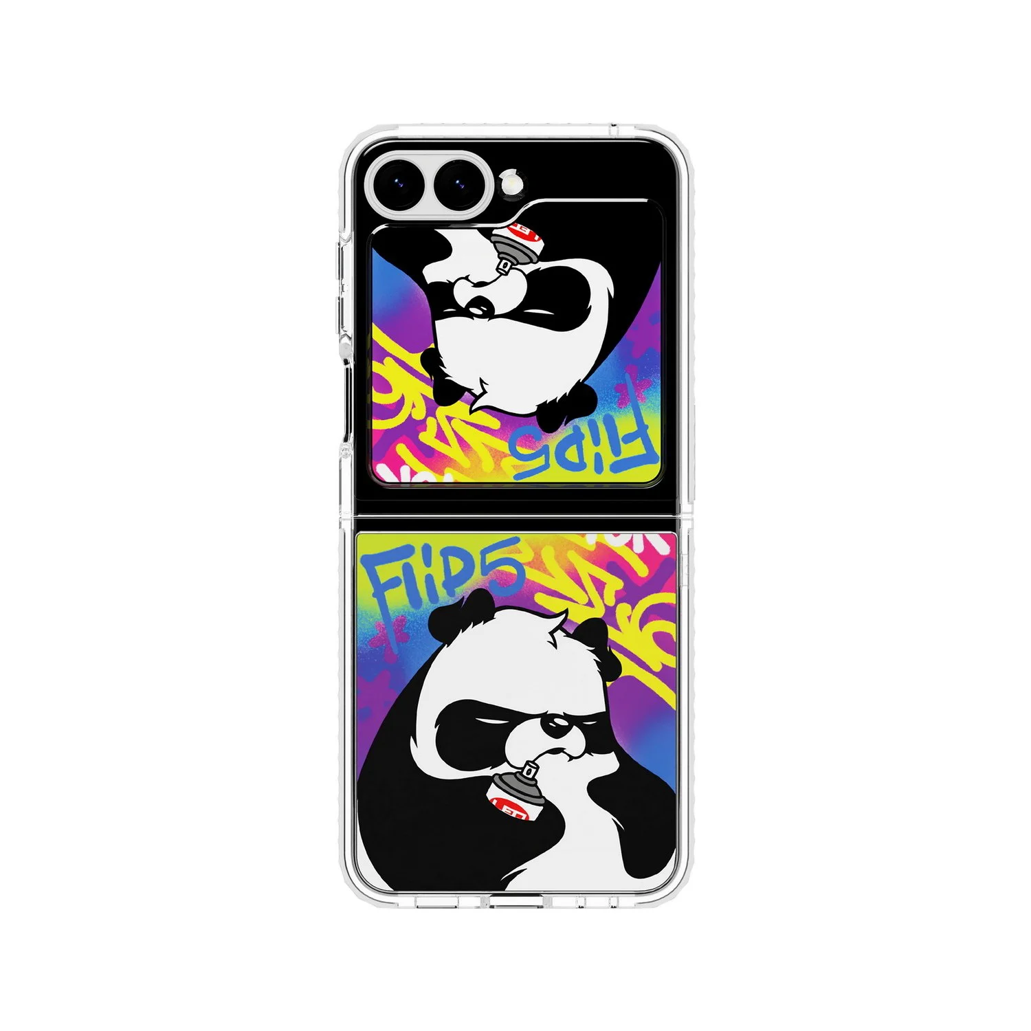 Samsung Galaxy Z Flip 5 Dinamik Tasarım Şeffaf Kılıf - Angry Panda Kart Hediyeli (Samsung Türkiye Garantili)