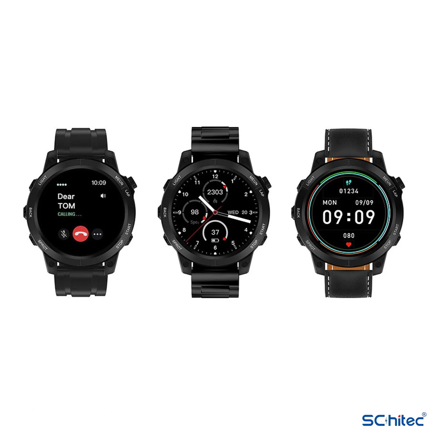 ScHitec RW46 Amoled Ekran Android İos HarmonyOs Uyumlu 3 Kordonlu Akıllı Saat Siyah