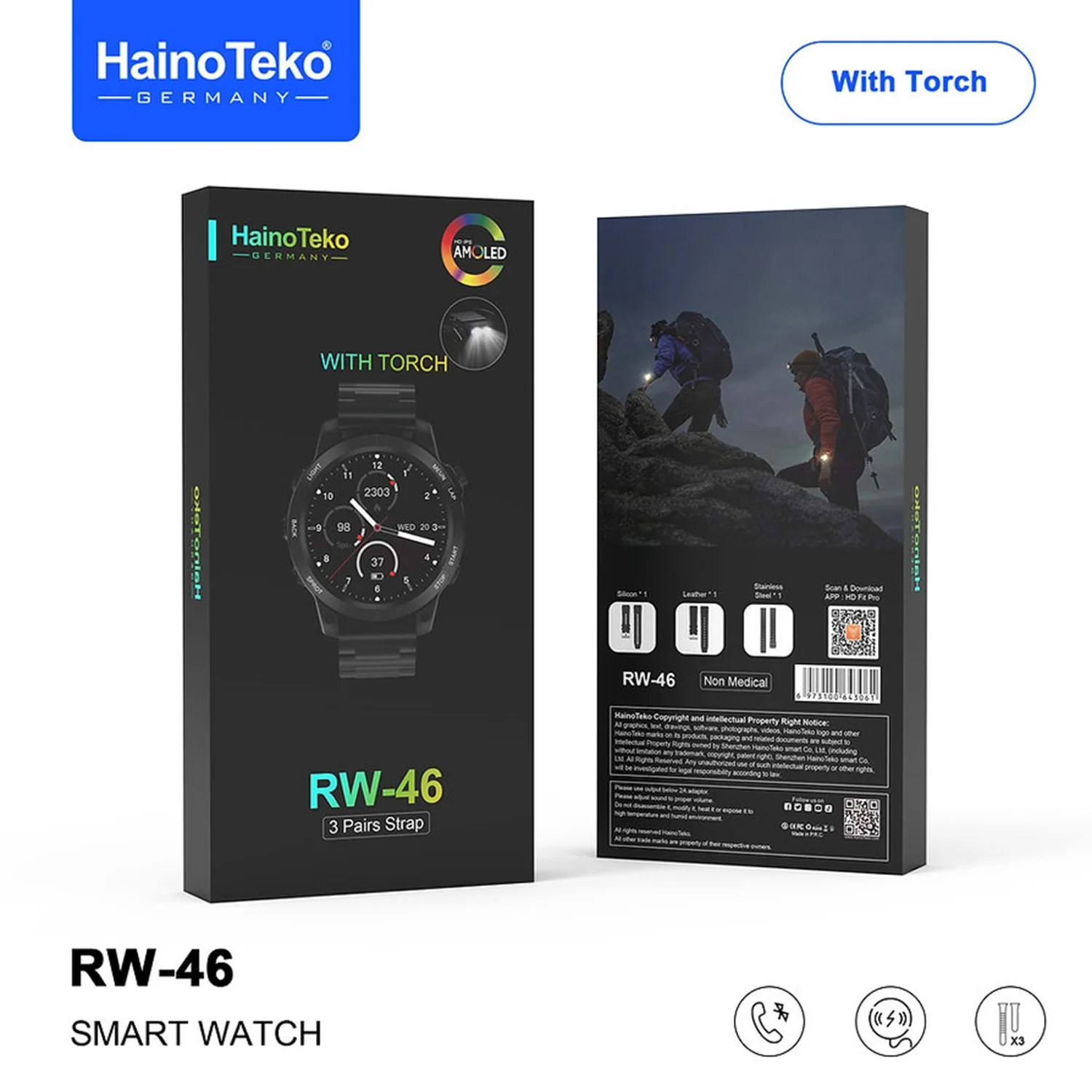 Haino Teko RW46 Amoled Ekran Android İos HarmonyOs Uyumlu 3 Kordonlu Akıllı Saat Gümüş