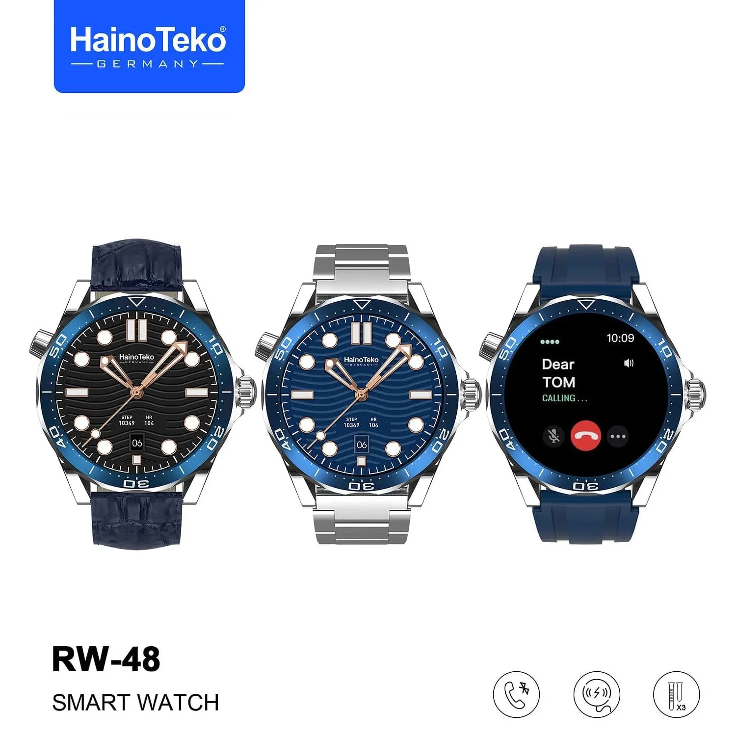 Haino Teko RW48 Amoled Ekran Android İos HarmonyOs Uyumlu 3 Kordonlu Akıllı Saat Gümüş