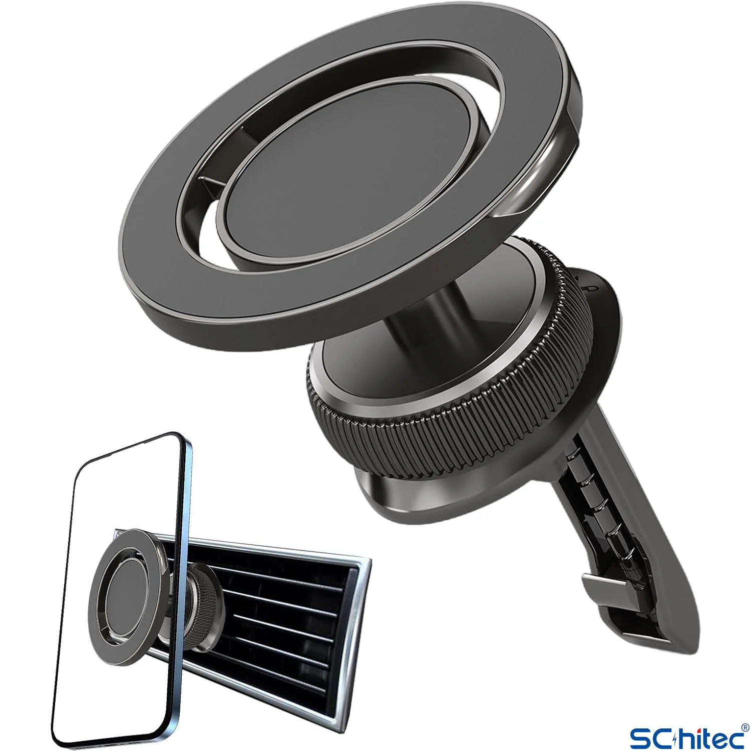 ScHitec Manyetik Araç İçi 1080 Derece Telefon Tutucu Siyah H504