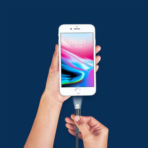 Polosmart PSM25 Apple Uyumlu Lightning Led Aydınlatmalı Şarj ve Data Kablosu 2.1A