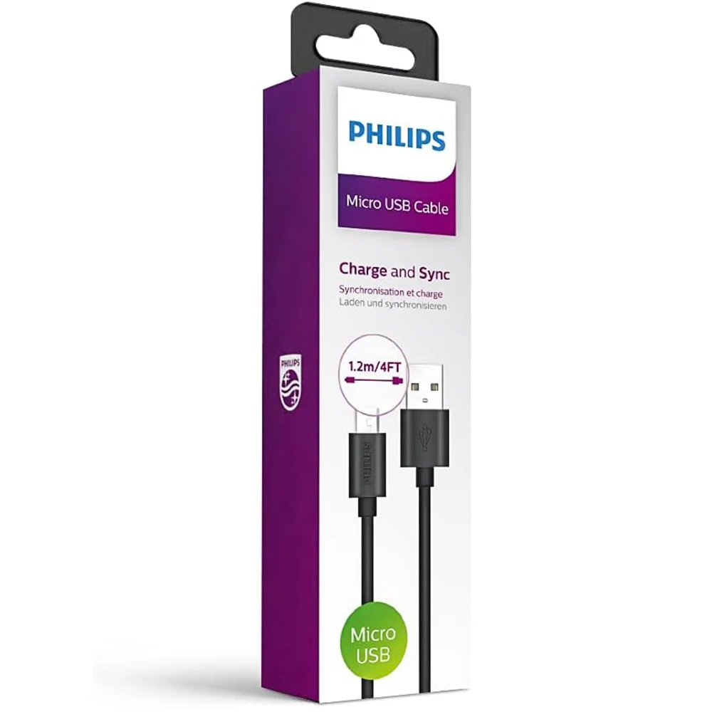Philips 3A 45W UsbA to Universal Micro Hızlı Data ve Şarj Kablosu 1.2Metre DLC3104U