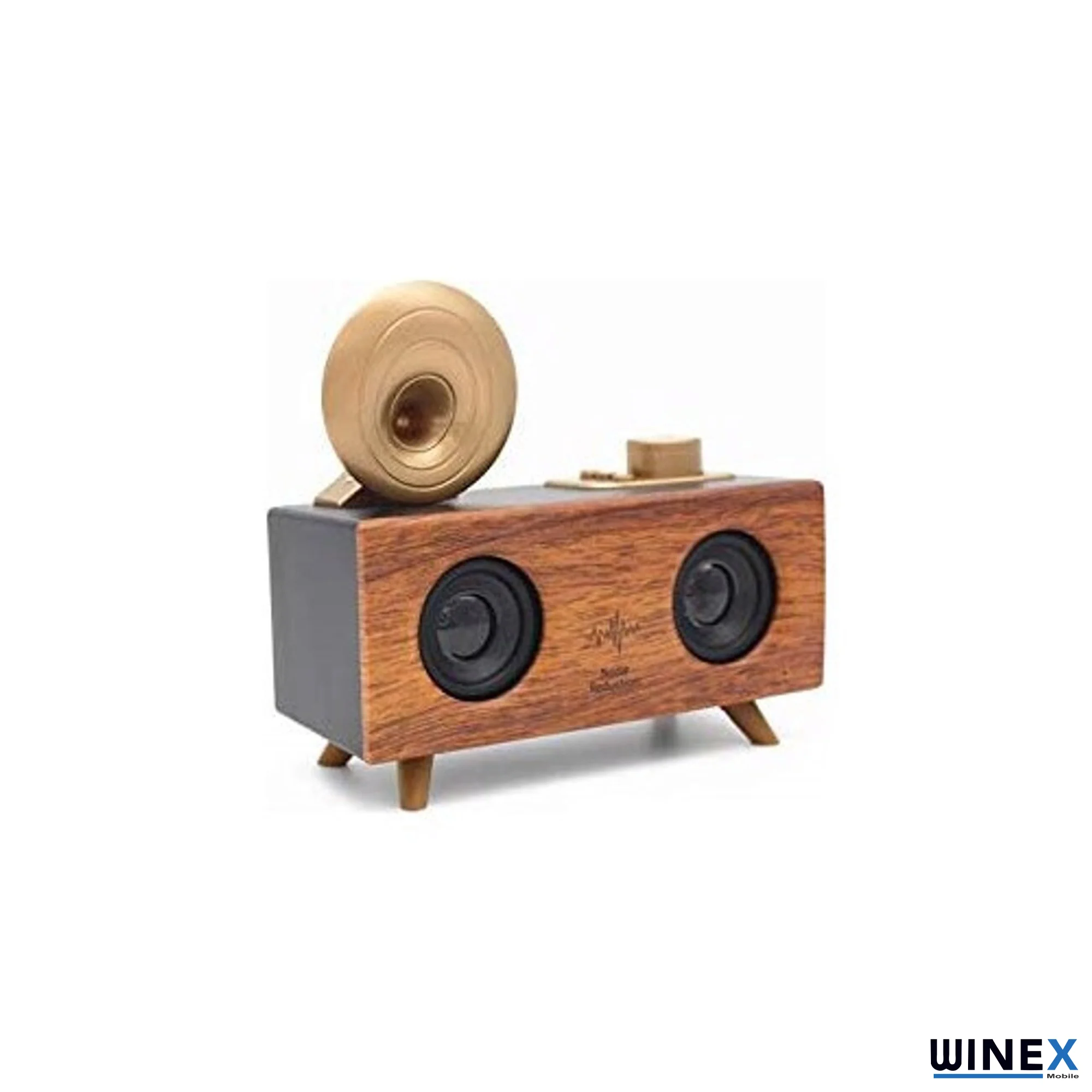 Winex Çift Hoparlörlü Gramafon Speaker Bluetooth Hoparlör Fm Radyo+Sd Kart+UsbA+3.5mm Aux Girişli