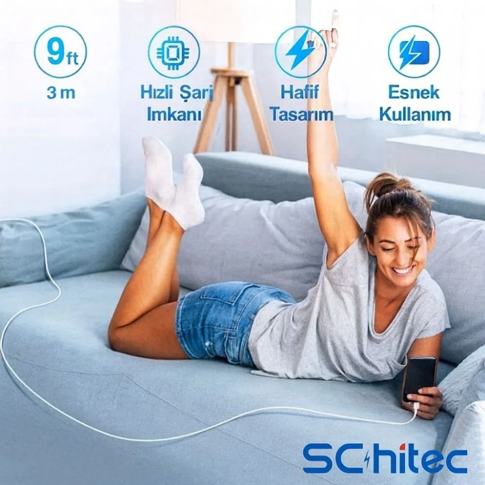 Winex 3A 60W UsbA to Type-C 3Metre Data ve Hızlı Şarj Kablosu Beyaz SX223M