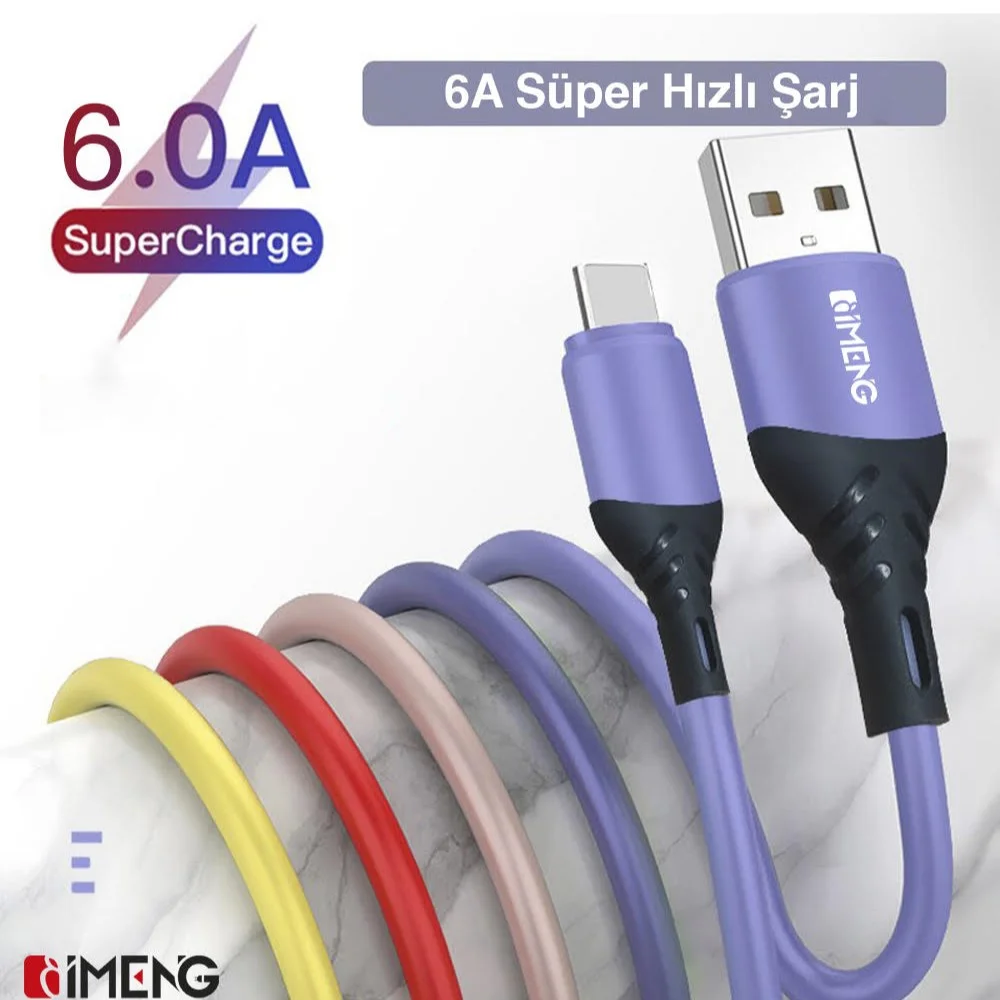 İmeng 6A 100W UsbA to Lightning Data ve Hızlı Şarj Kablosu ML60 Yeşil