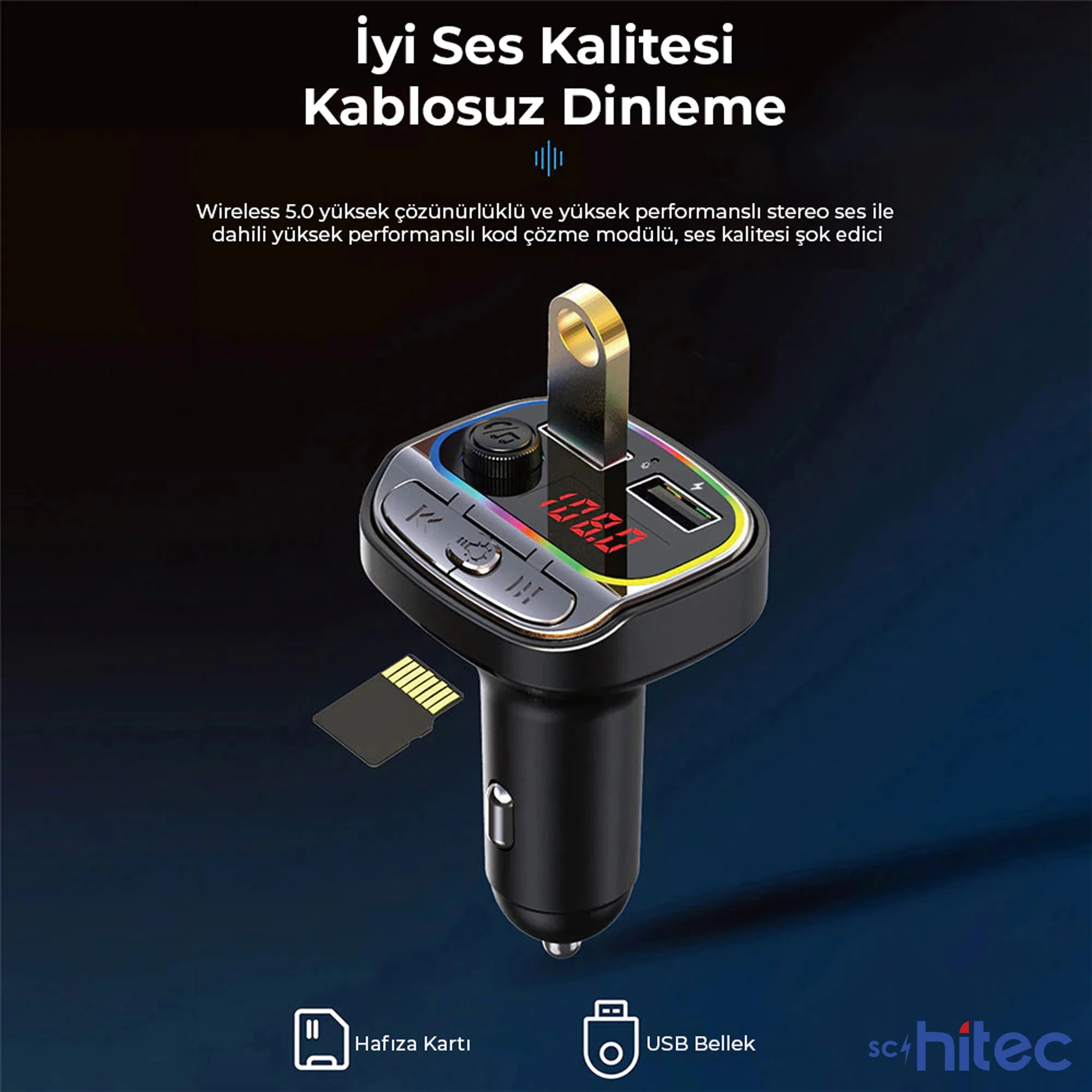 ScHitec C21 Fm Handsfree Bluetooth Modülatör Araç MP3 Player