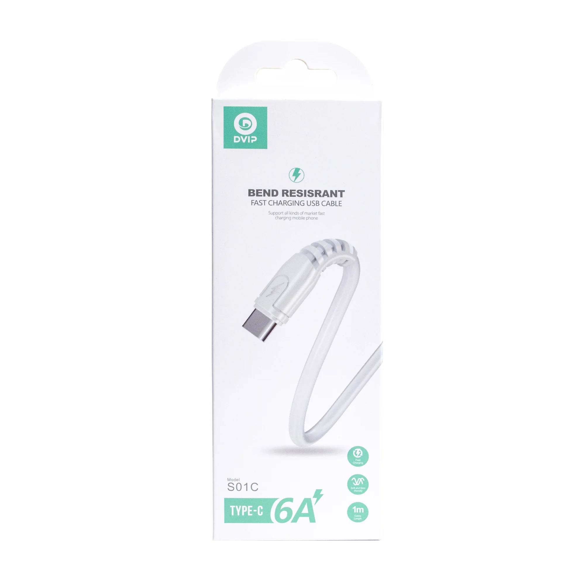 DVIP S01C 6A 67W Fast Charging UsbA to Type-C Data ve Hızlı Şarj Kablosu 1M Beyaz