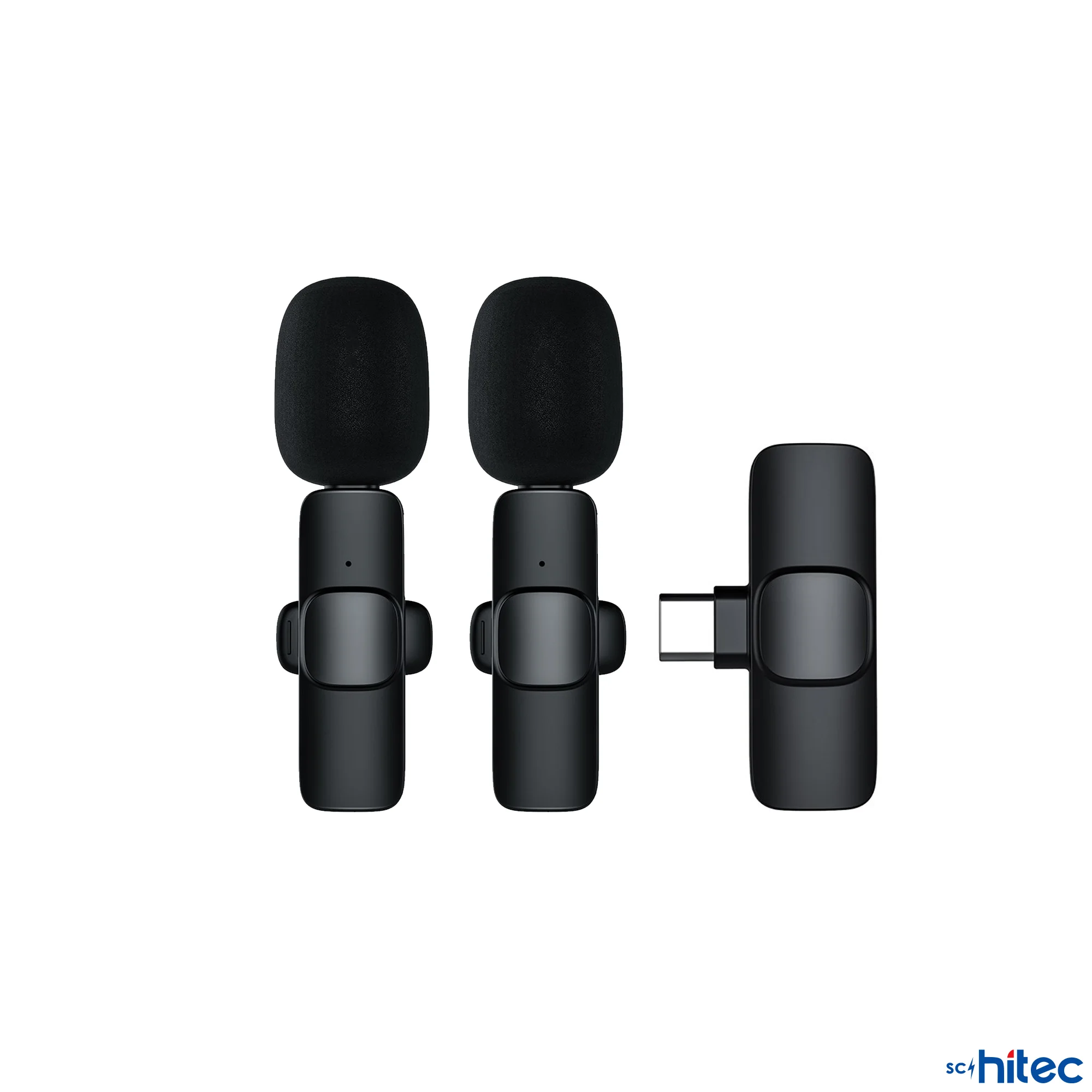 ScHitec K9 Type-C Çift Kablosuz Wireless HD Yaka Mikrofonu Siyah