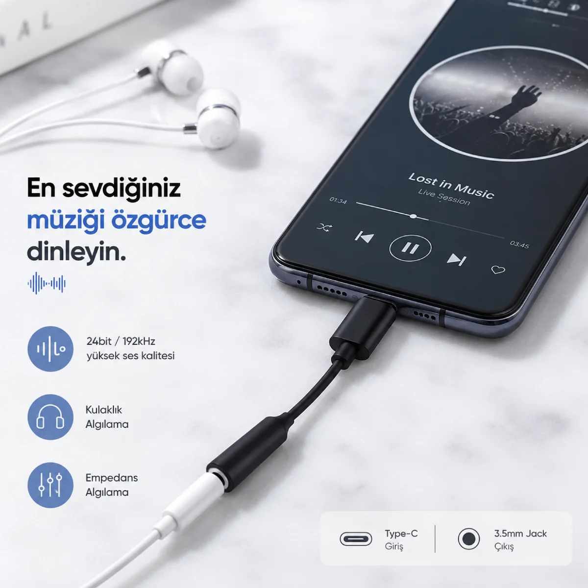 Schitec UC10 Type-C to 3.5mm Jack Dönüştürücü Adaptör Siyah