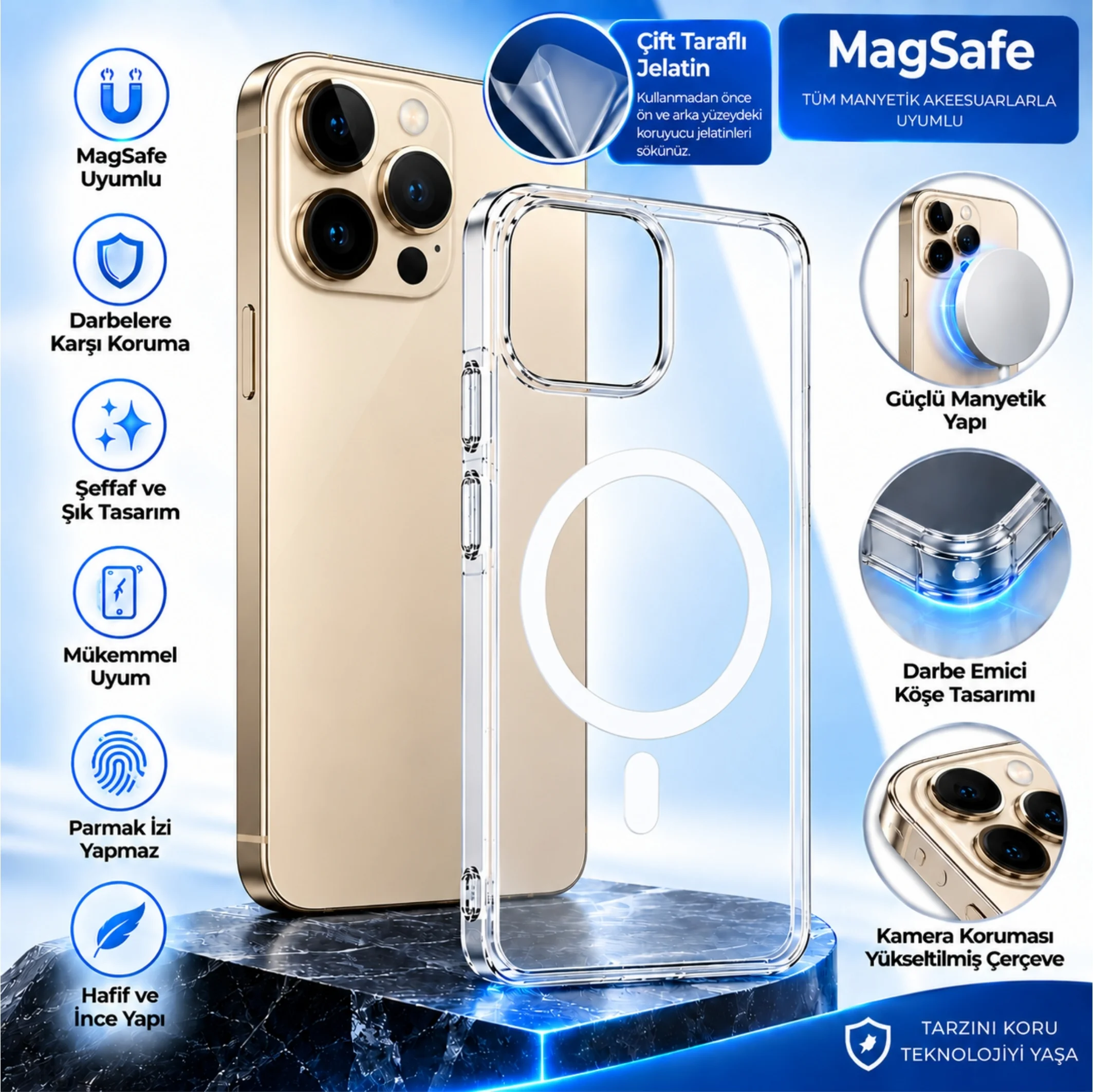 ScHitec İphone 13 Pro Max ile Uyumlu Magsafe Özellikli Şeffaf Kılıf