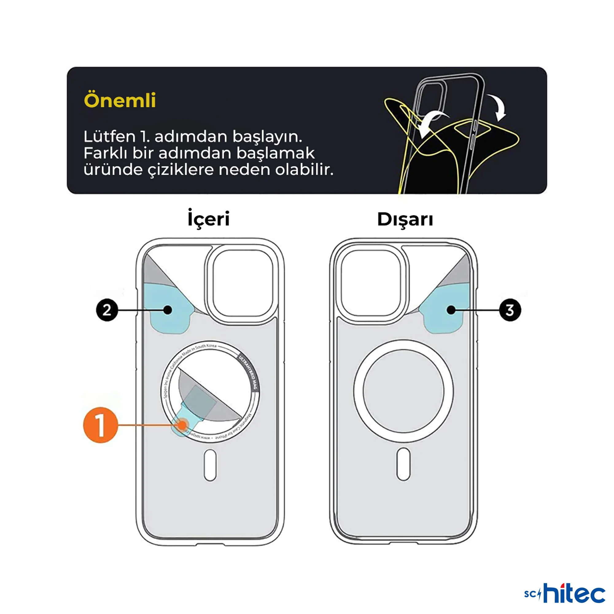 ScHitec İphone 14 Pro Magsafe Özellikli Şeffaf Kılıf