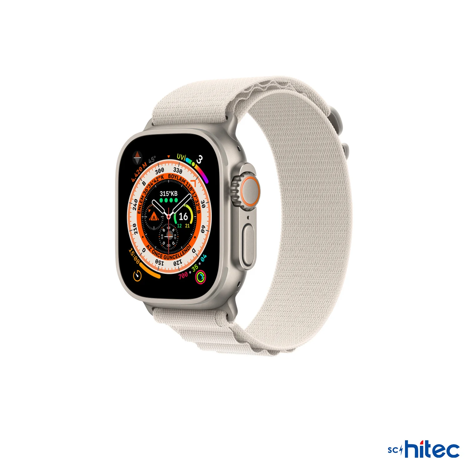 ScHitec 42-44mm Yeni Nesil Apple Uyumlu Akıllı Saat Kordonu Hasır Kancalı Beyaz