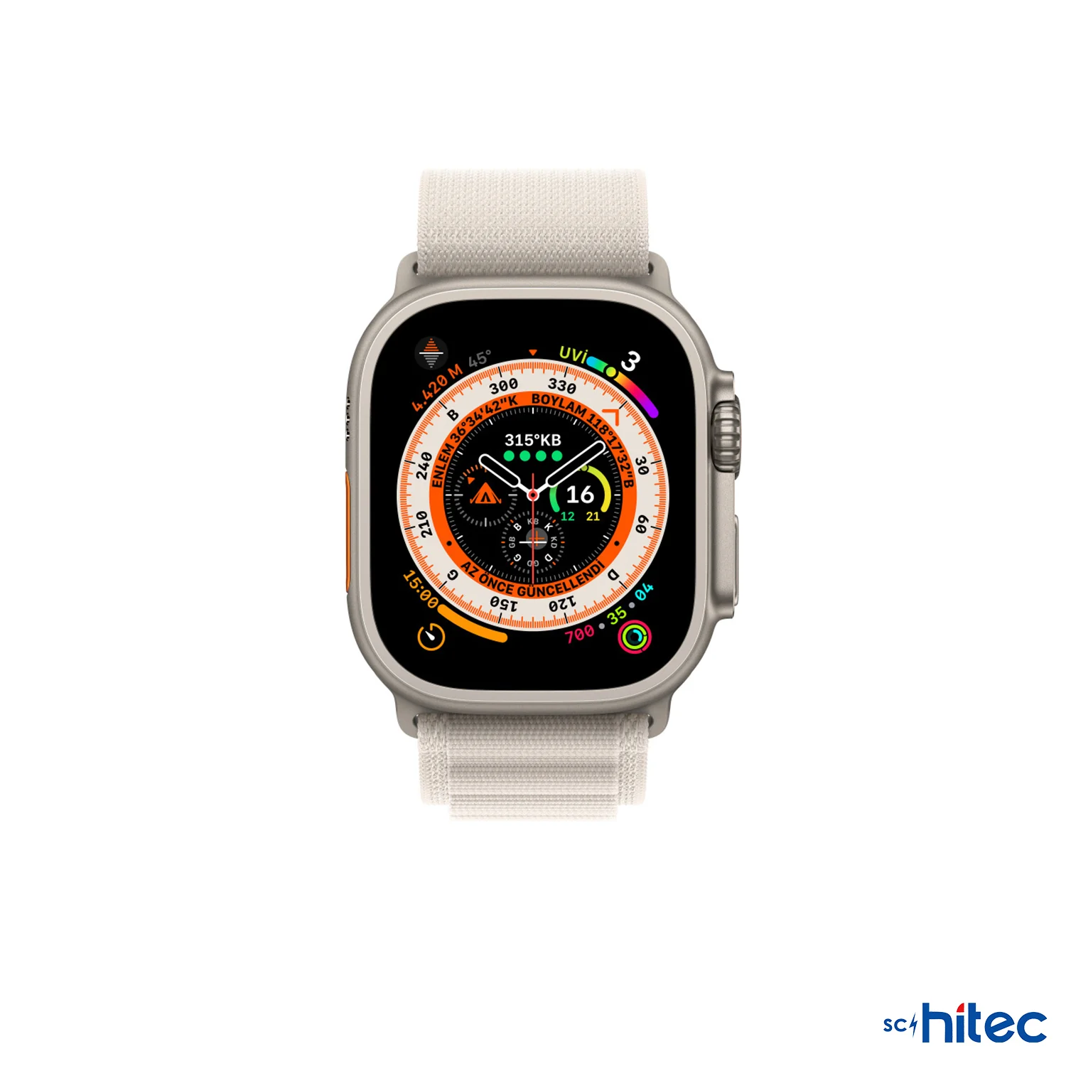 ScHitec 42-44mm Yeni Nesil Apple Uyumlu Akıllı Saat Kordonu Hasır Kancalı Beyaz