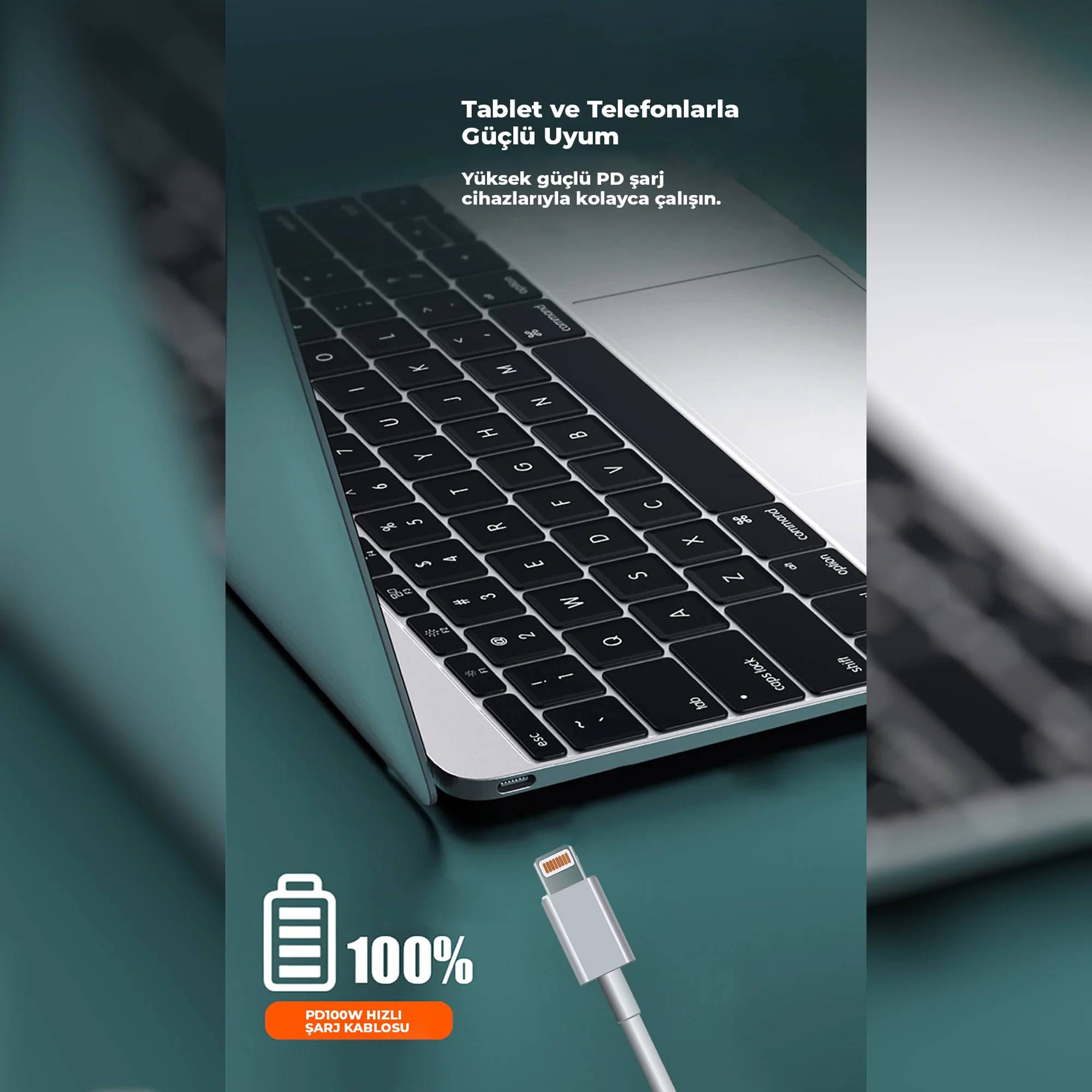 ScHitec 6A 100W Apple Uyumlu Type-C to Lightning 2Metre Süper Hızlı Data ve Şarj Kablosu