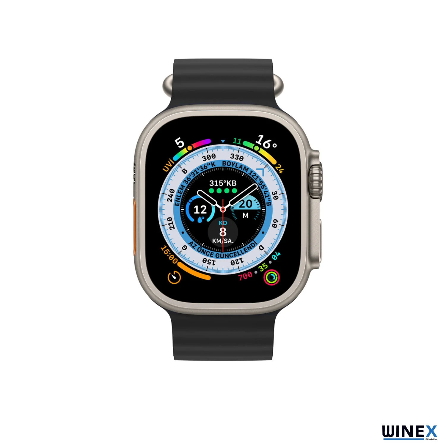 Winex 42-49mm Yeni Nesil Apple Uyumlu Akıllı Saat Kordonu Silikon Siyah