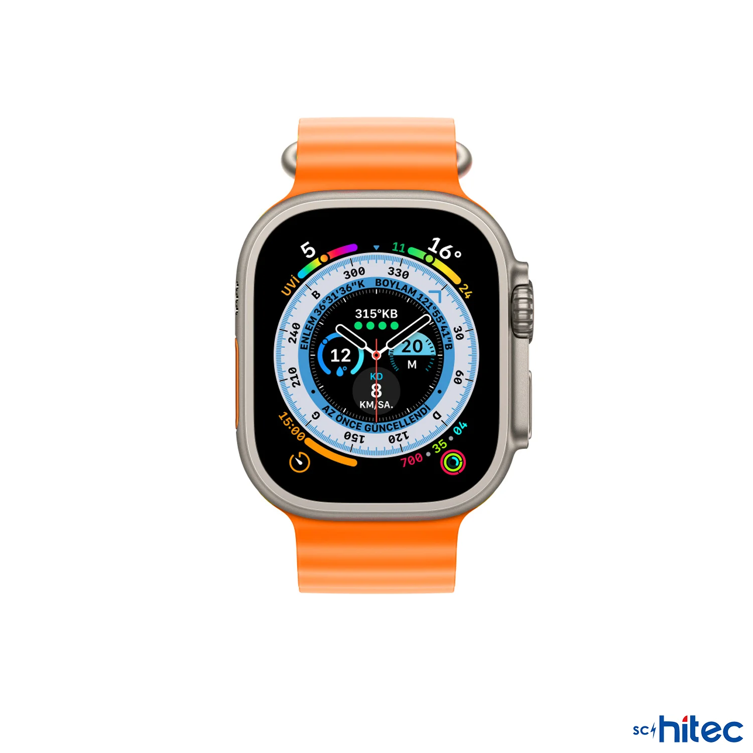 ScHitec 42-49mm Yeni Nesil Apple Uyumlu Akıllı Saat Kordonu Silikon Turuncu