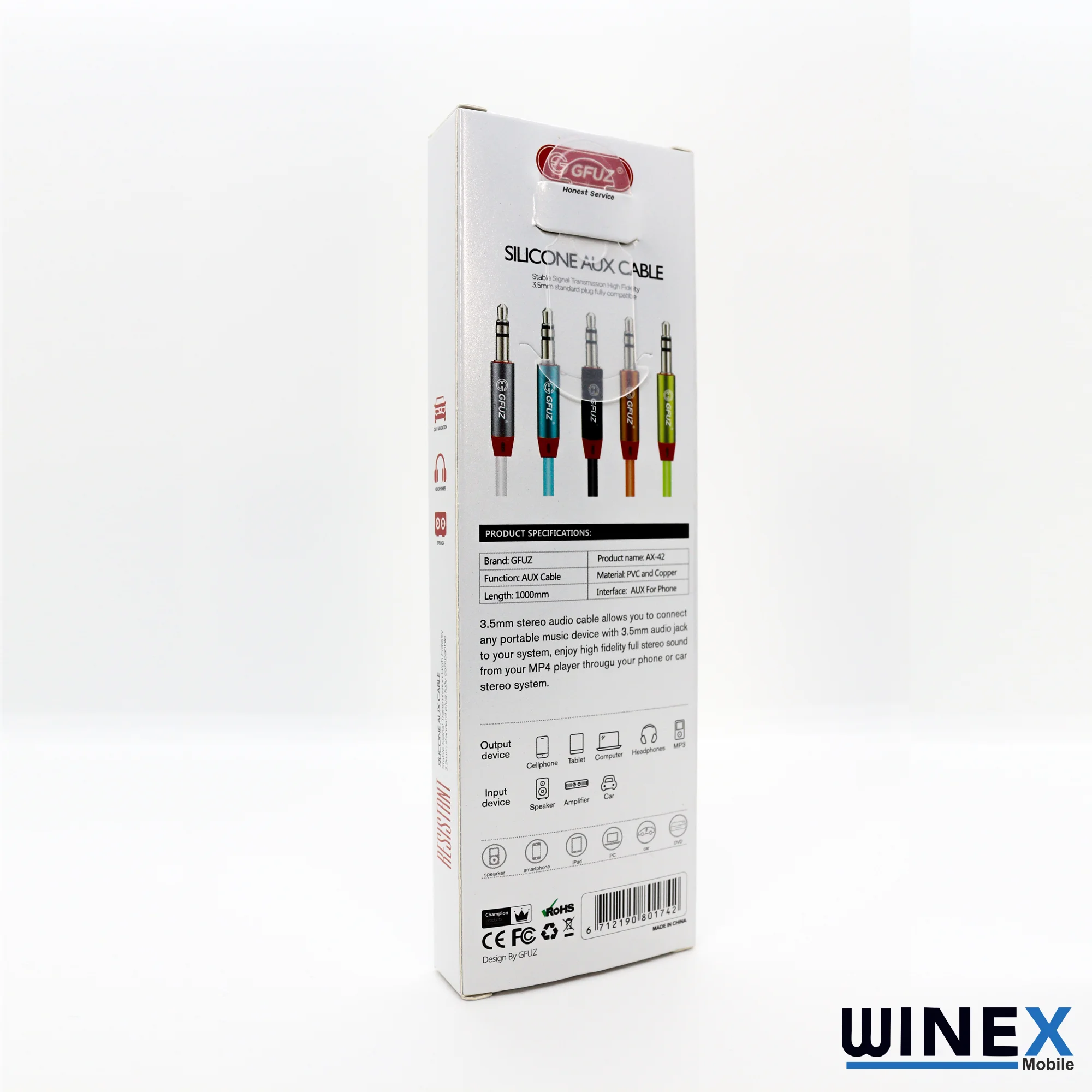 Winex AX42 Gfz 3.5mm Aux to Aux Kablo 1m Beyaz