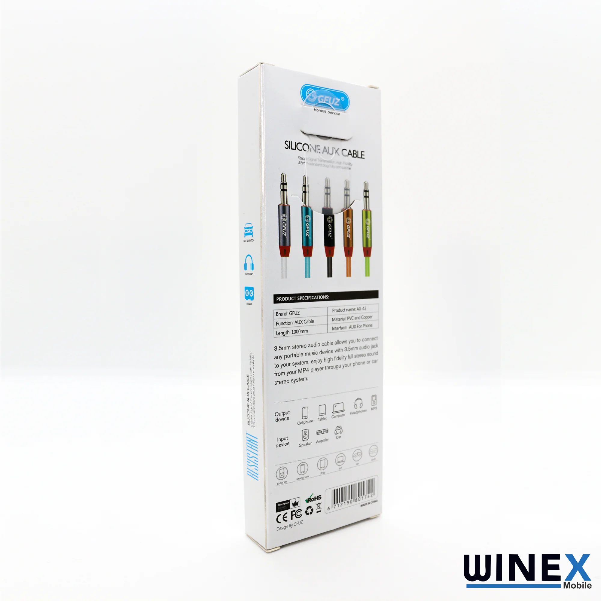 Winex AX42 Gfz 3.5mm Aux to Aux Kablo 1m Mavi