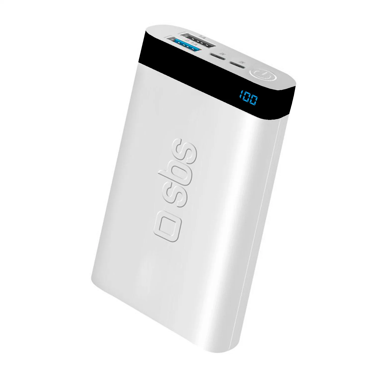 Sbs İntelligent Fast Charge 10.000mAh 2xUsbA + Type-C Çıkışlı Led Göstergeli 2M Type-C to Lightning Kablolu Powerbank Beyaz