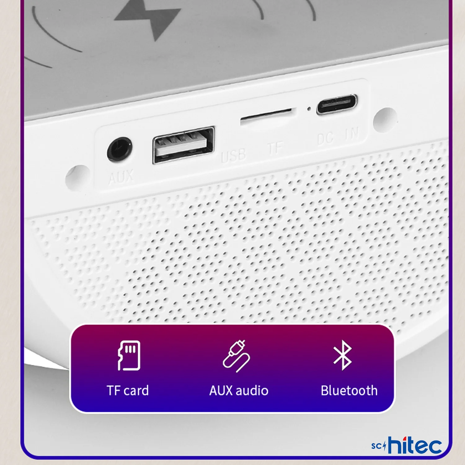 ScHitec G Bluetooth Hoparlörlü Kablosuz Şarj Özellikli Masa ve Gece Lambası