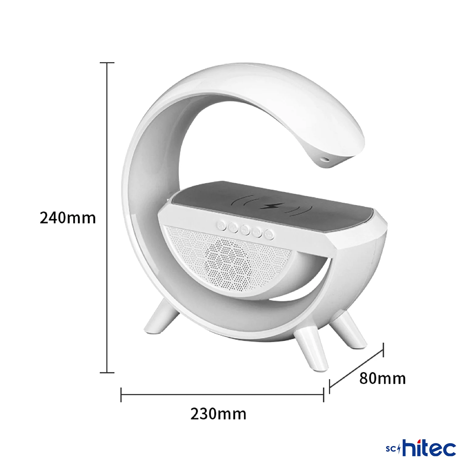 ScHitec G Bluetooth Hoparlörlü Kablosuz Şarj Özellikli Masa ve Gece Lambası