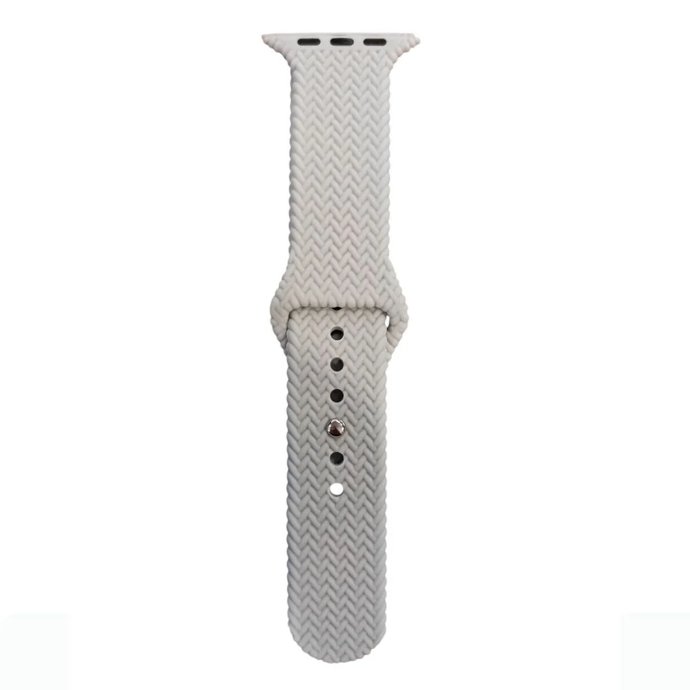 ScHitec 42-49mm Yeni Nesil Apple Uyumlu Hasır Görünümlü Akıllı Saat Kordonu Silikon Gri
