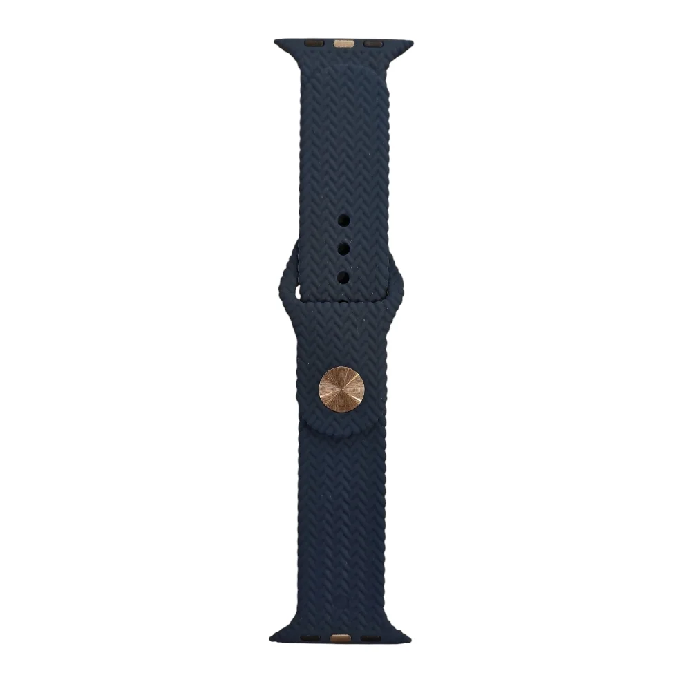 ScHitec 42-49mm Yeni Nesil Apple Uyumlu Hasır Görünümlü Akıllı Saat Kordonu Silikon Lacivert