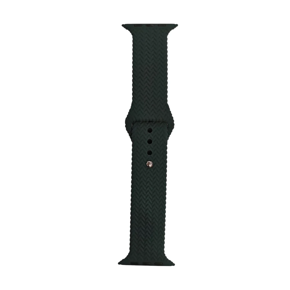 ScHitec 42-49mm Yeni Nesil Apple Uyumlu Hasır Görünümlü Akıllı Saat Kordonu Silikon Yeşil
