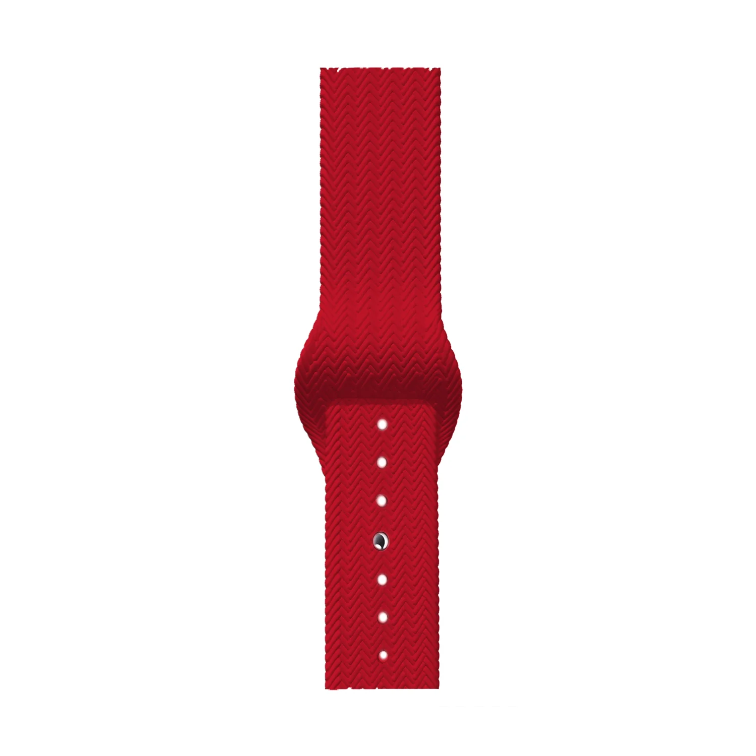 ScHitec 42-49mm Yeni Nesil Apple Uyumlu Hasır Görünümlü Akıllı Saat Kordonu Silikon Kırmızı