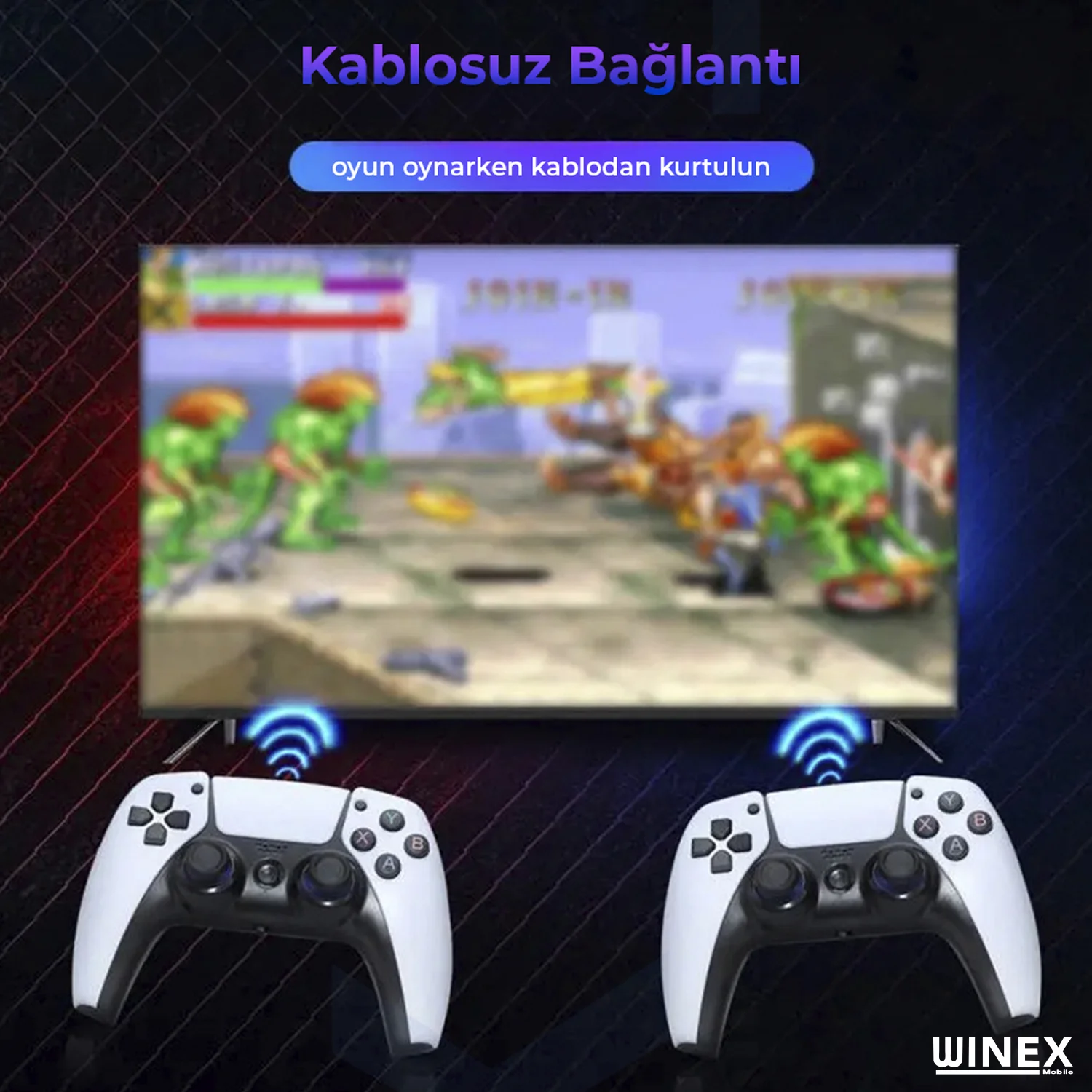 Winex 4K Android TV Stick ve Retro Game Konsol 10000 Atari Makinası Oyunlu 64GB Beyaz
