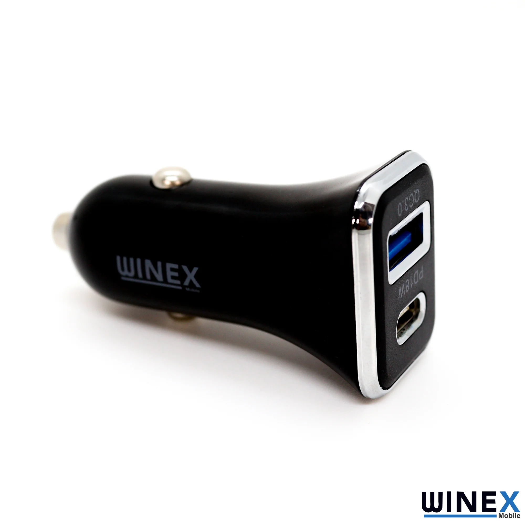 Winex UsbA PD18W Çift Çıkışlı 36W Araç Şarj Aleti Siyah W002