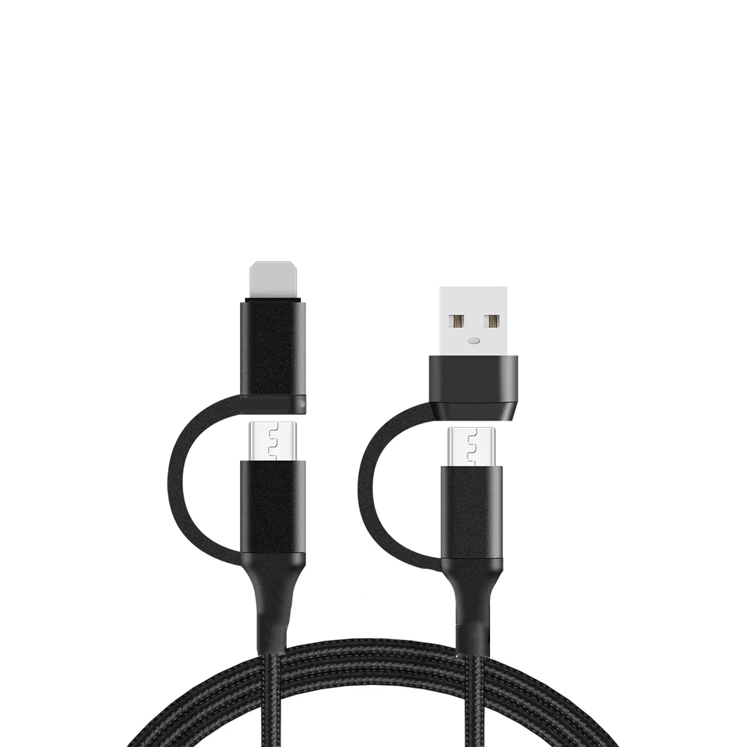 ScHitec 100W 4in1 Type-C - USB - Lightning - Type-C Çıkışlı Hızlı Data ve Şarj Kablosu Siyah