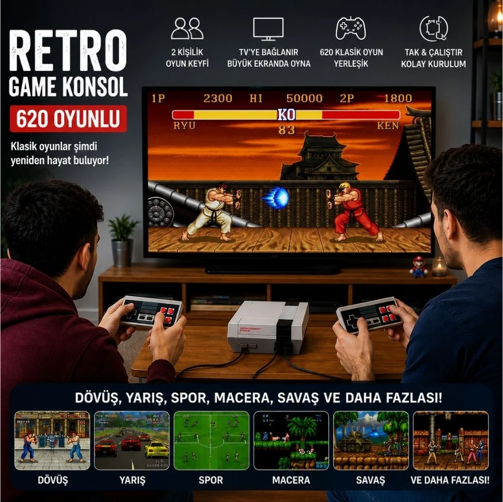 Winex Retro Game Konsol 620 Oyunlu