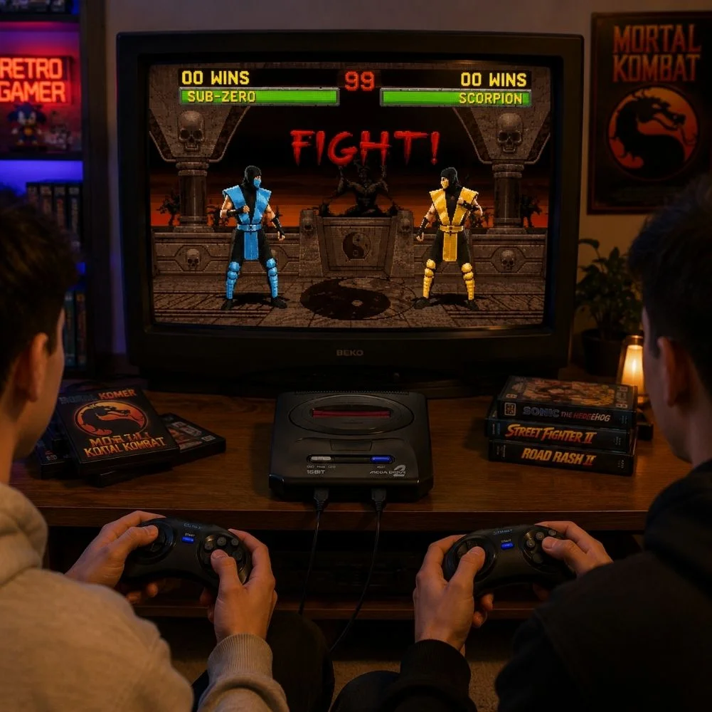 Sega Mega Drive 2 48 Oyunlu Efsane Retro Oyun Konsolu 16-Bit Çift Kol