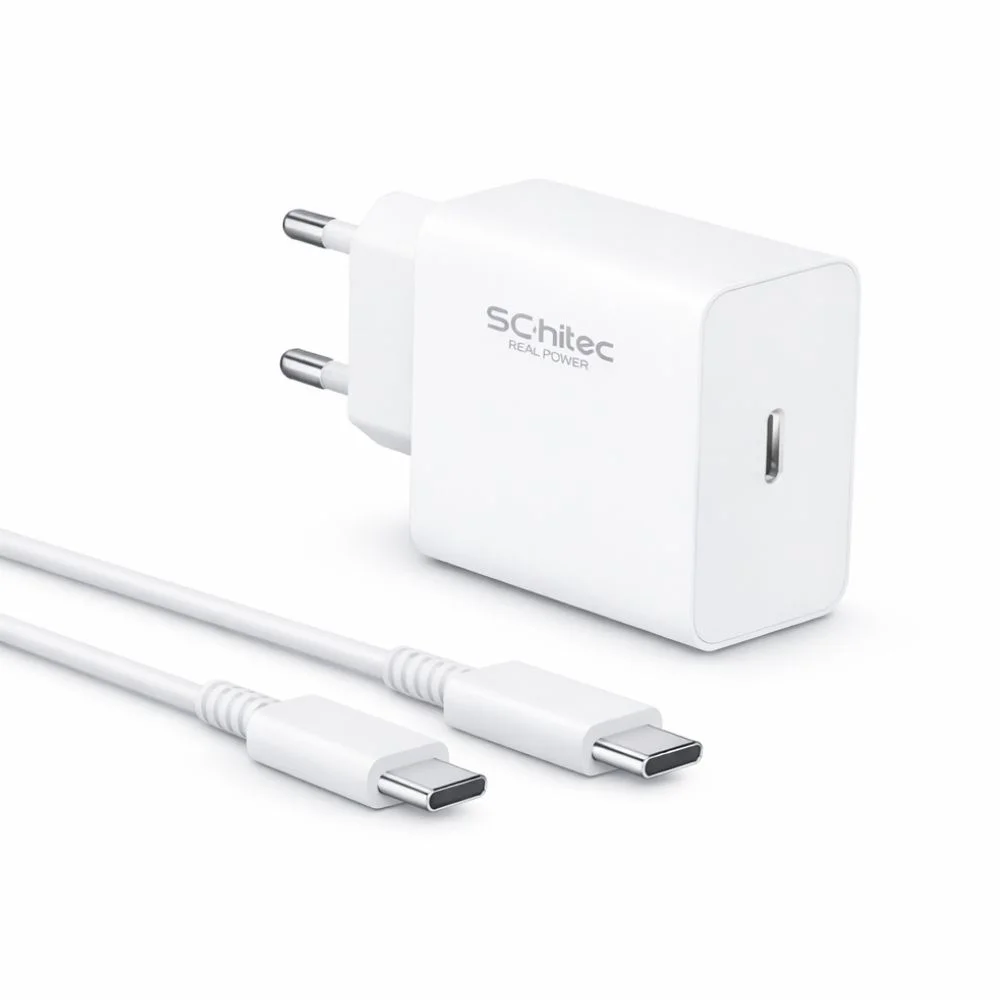 ScHitec 45W Süper Hızlı Şarj Aleti Type-C to Type-C 1metre Kablolu Beyaz