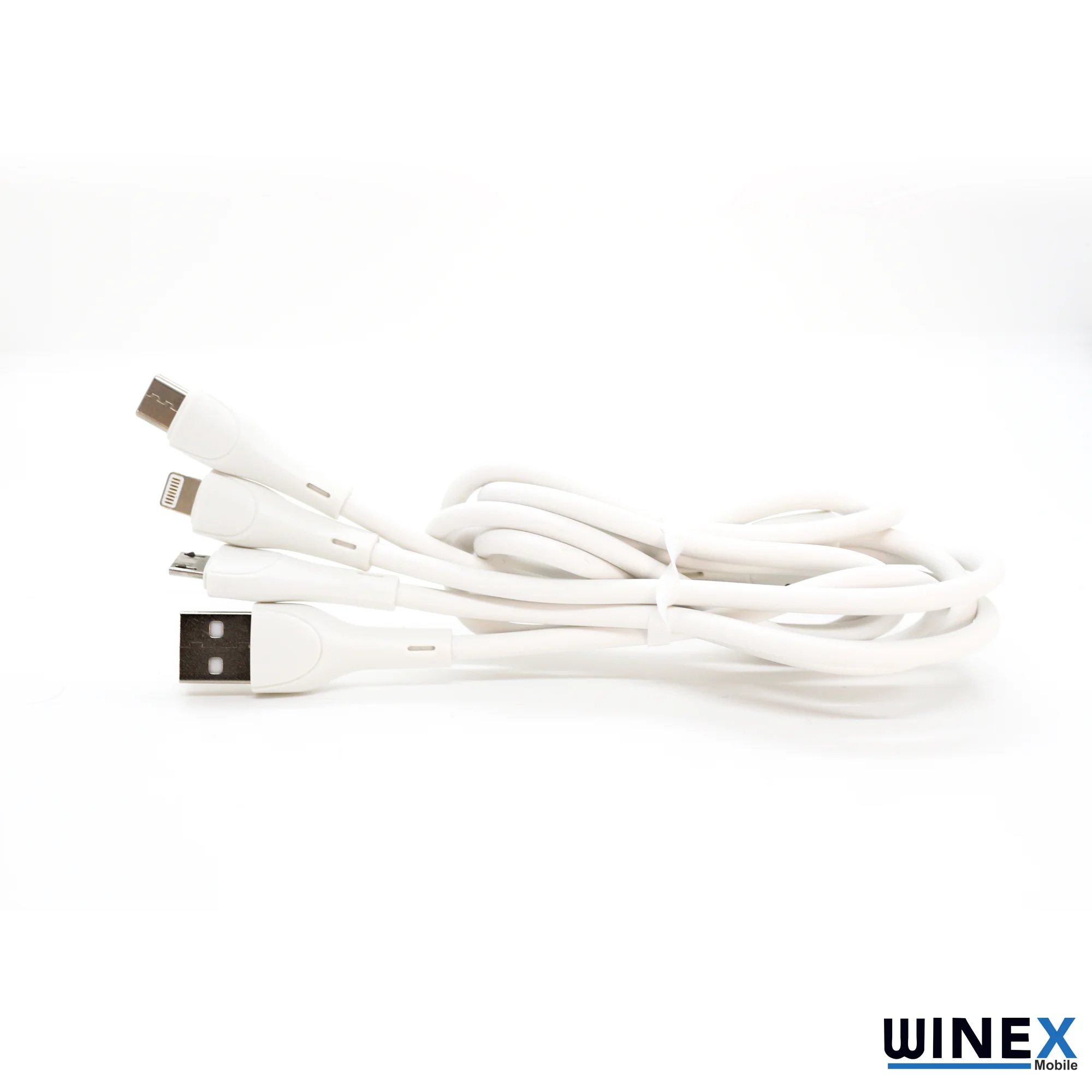 Winex CA107 Gfz 3in1 Micro, Lightning, Type-C Çıkışlı Data ve Şarj Kablosu 3.4A Beyaz