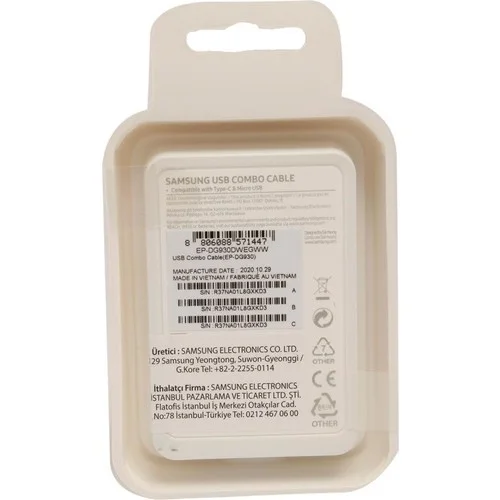 Samsung Kombo Kablo UsbA to Micro ve Type-C DG930DW (Samsung Türkiye Garantili)