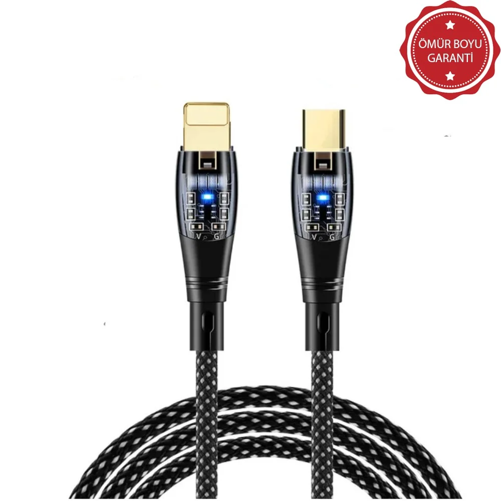 ScHitec 6A 20W Type-C to Lightning 1Metre Hızlı Data ve Şarj Kablosu Siyah YK255S