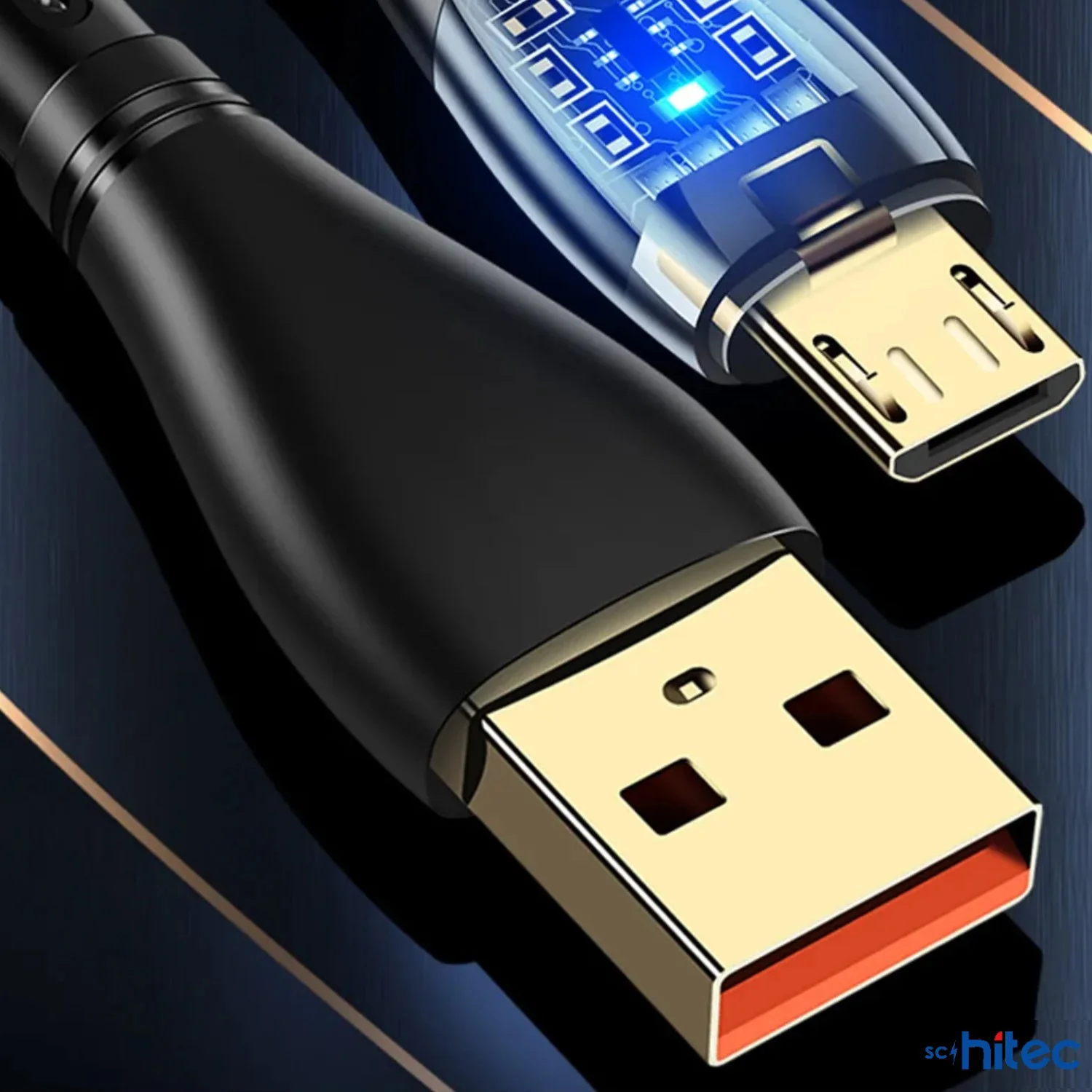 ScHitec 6A 120W UsbA to Type-C 1Metre Hızlı Data ve Şarj Kablosu Mavi YK234M