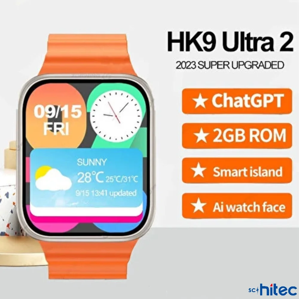 ScHitec Watch HK9 Ultra 2 Amoled Ekran Android İos HarmonyOs Uyumlu Akıllı Saat Kırmızı