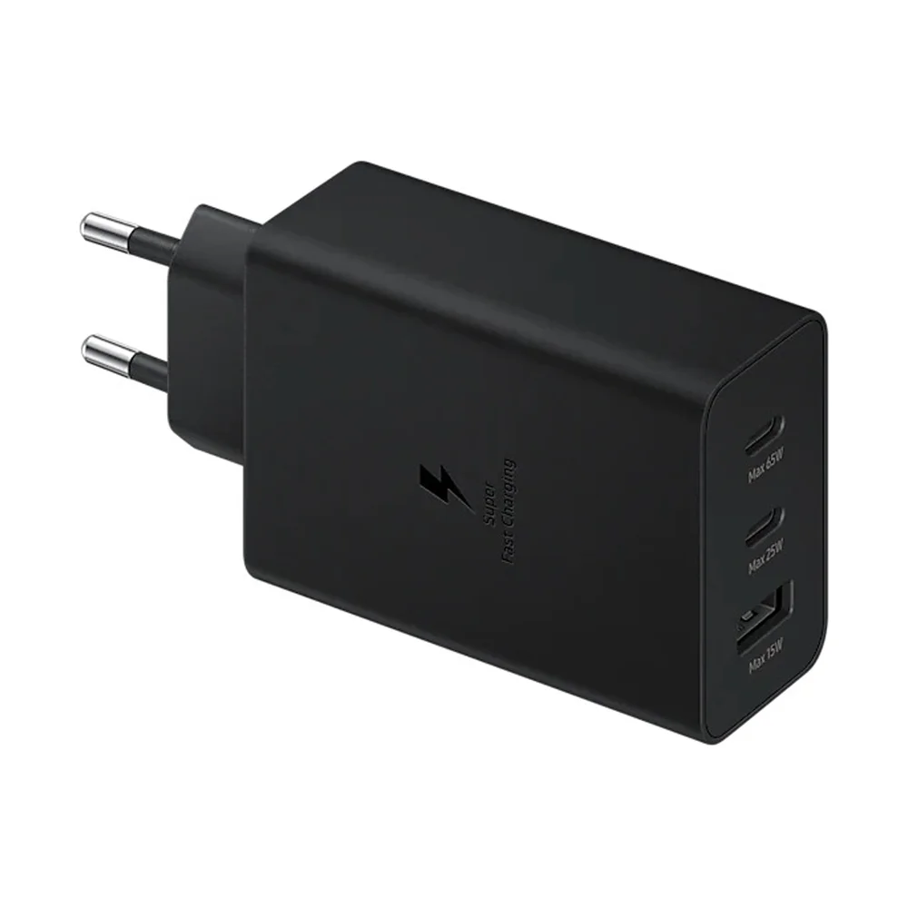 Samsung 3in1 Trio 65W 2xPD+UsbA Ev Tipi Şarj Aleti 3 Çıkışlı EP-T6530NBEGWW Samsung Türkiye Garantili