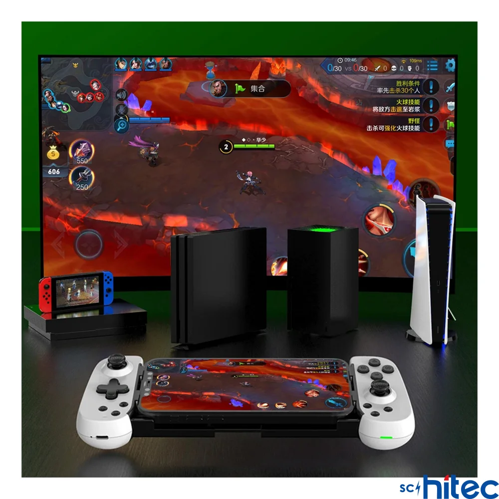 ScHitec Android İos HarmonyOs Switch AndroidTV Windows Akıllı Bluetooth Teleskopik Gamepad Joystick Beyaz D6