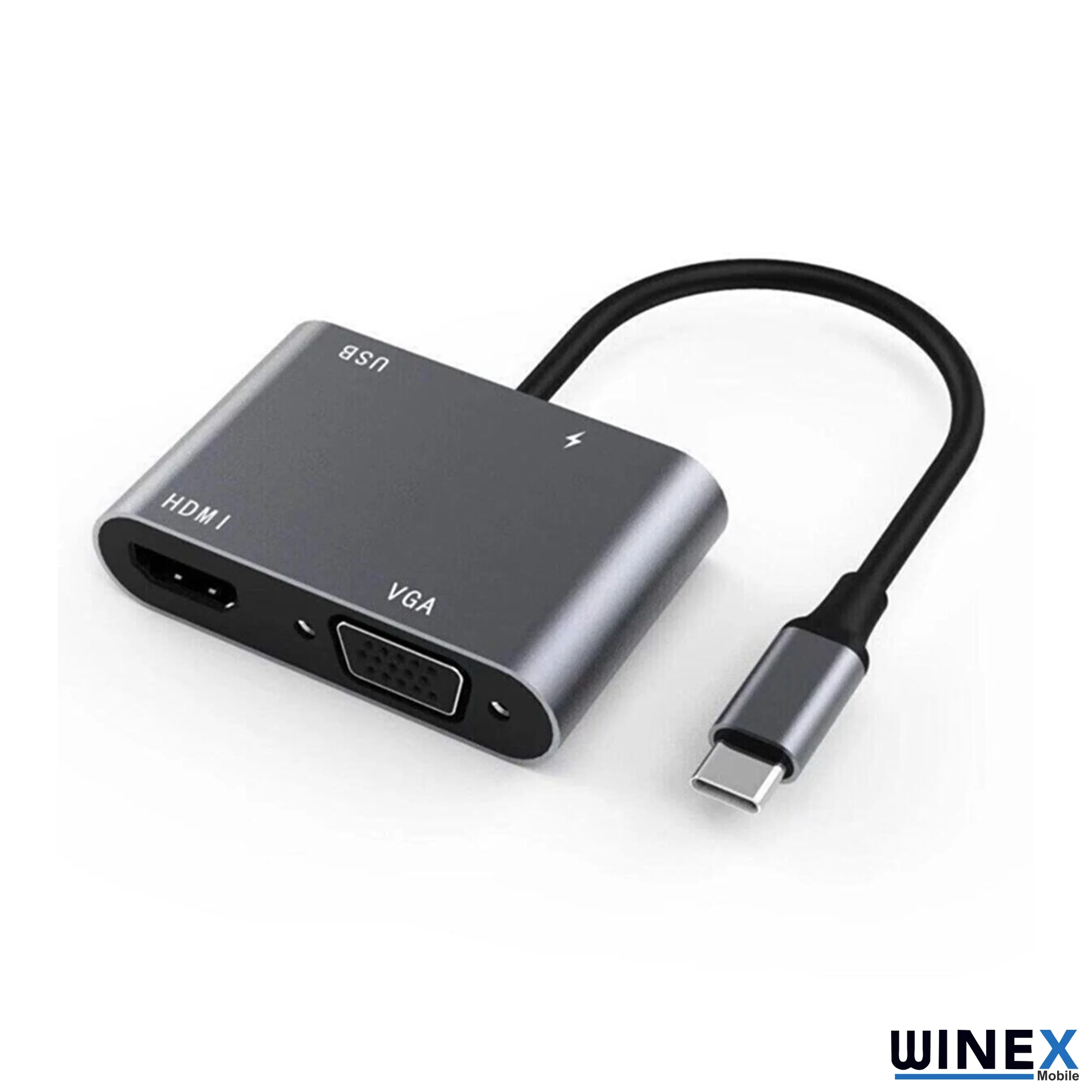 Winex 4in1 Type-C to HUB PD 100W+HDTV+VGA+UsbA Dönüştürücü Adaptör 4in1A