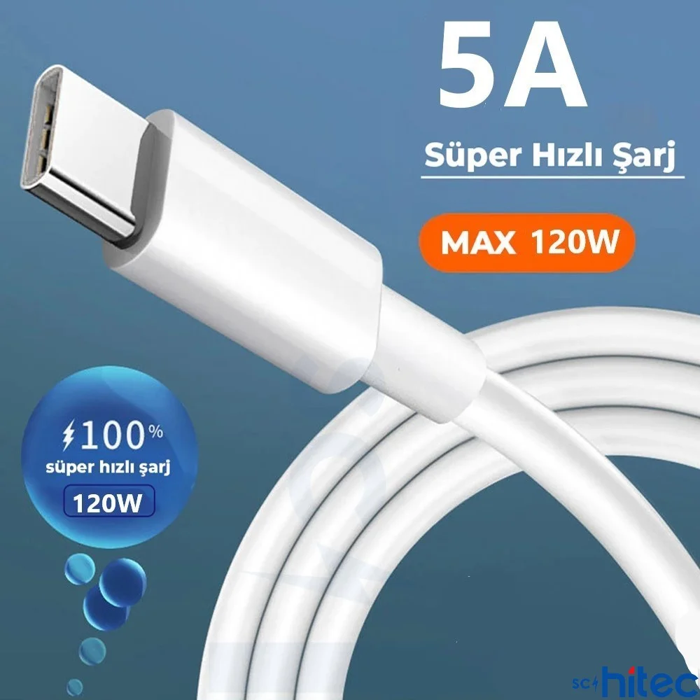 ScHitec 2in1 5A 120W Type-C to Type-C ve Lightning Hızlı Data ve Şarj Kablosu 120cm SX31C